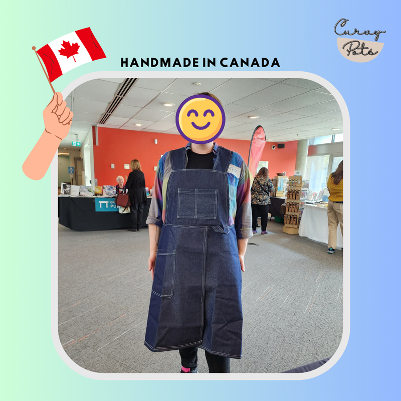 Handmade Pottery Split Leg Denim Apron (Made in Canada)