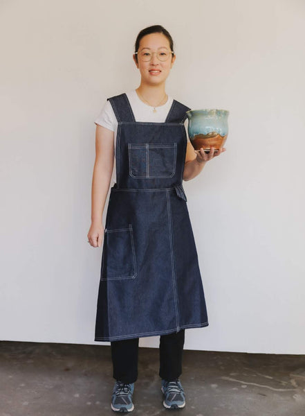 Handmade Pottery Split Leg Denim Apron (Made in Canada)