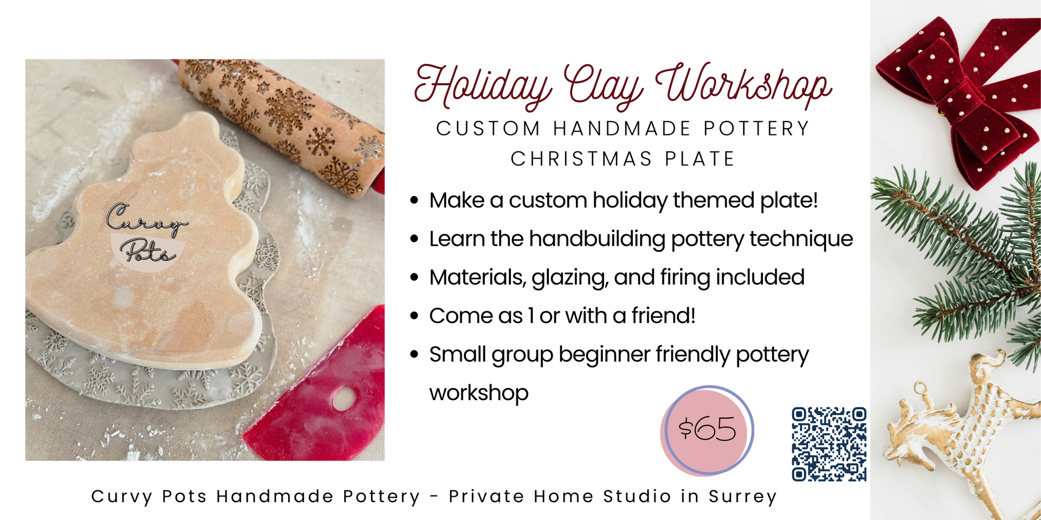 CHRISTMAS/HOLIDAY POTTERY PLATE WORKSHOP (GROUP)