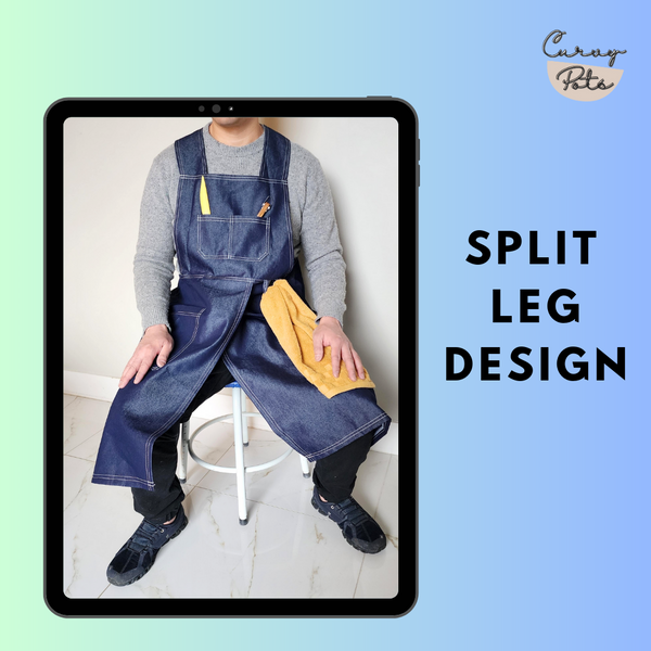 Split leg apron for potters, ceramic artists, and painters