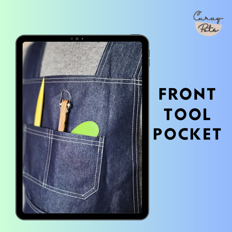 Handmade Pottery Split Leg Denim Apron (Made in Canada)