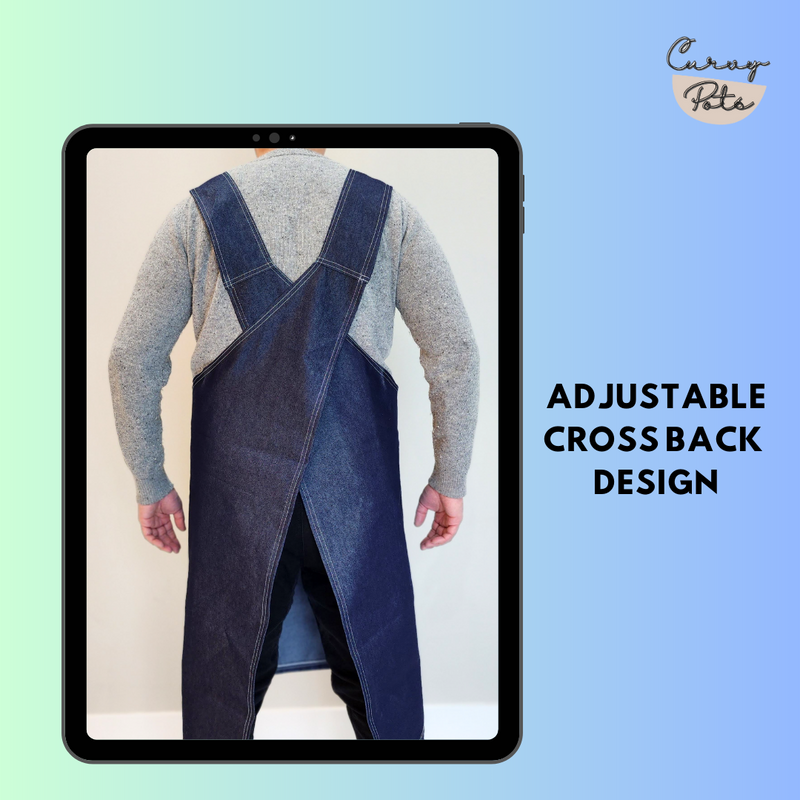 Handmade Pottery Split Leg Denim Apron (Made in Canada)