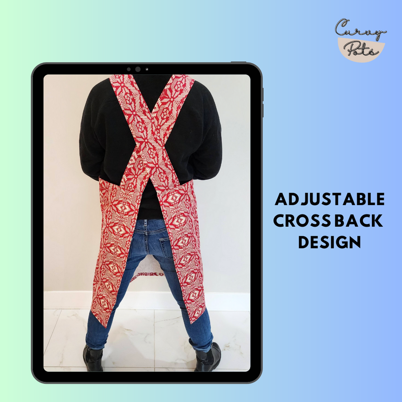 Red Chevron Split Leg Apron for Pottery, Ceramic Art, Painting, Floral Arrangements - Limited print