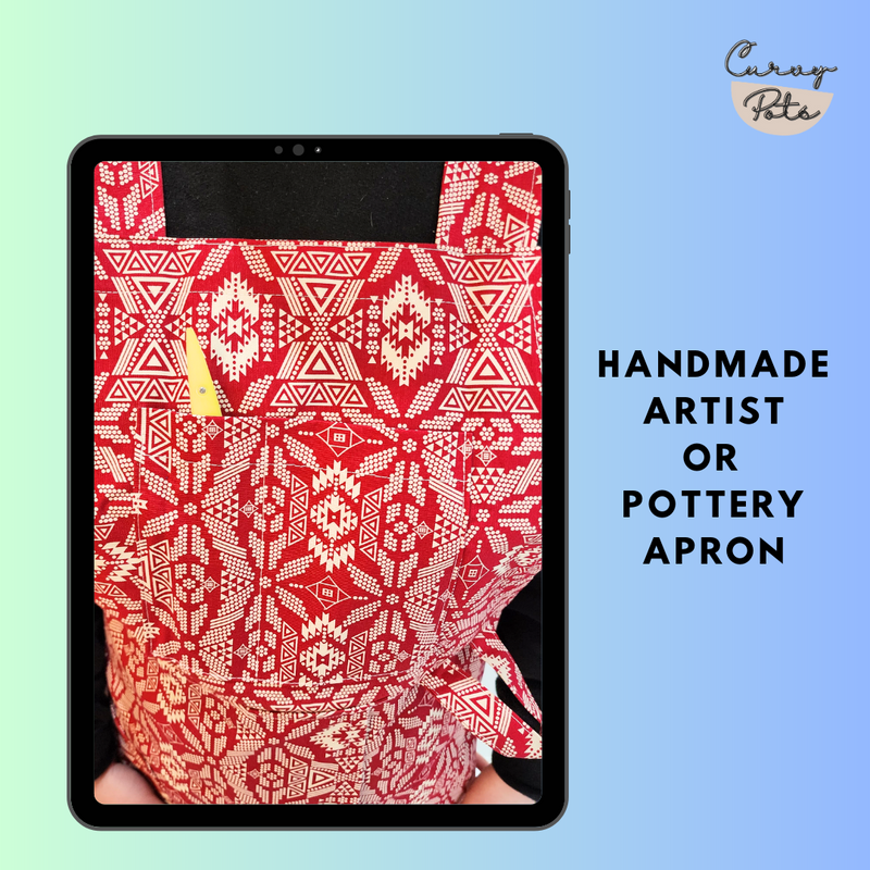 Red Chevron Split Leg Apron for Pottery, Ceramic Art, Painting, Floral Arrangements - Limited print
